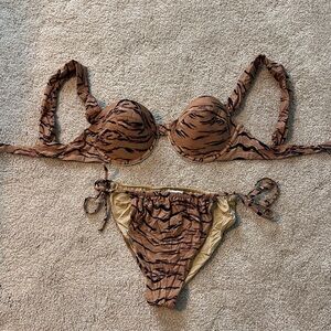 WeWoreWhat Brown Animal Print Bikini